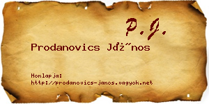 Prodanovics János névjegykártya